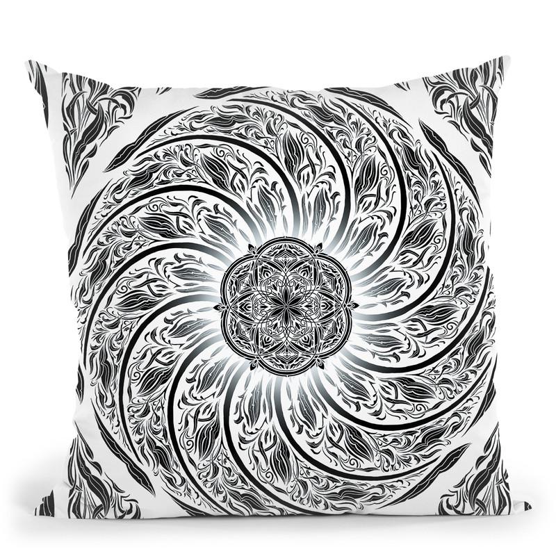 Fibonacci Black Mandala Throw Pillow By Yantart Designs