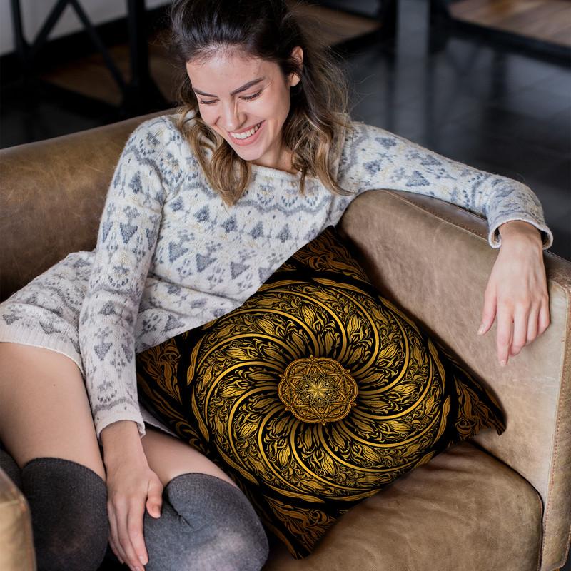 Fibonacci Golden Mandala Throw Pillow By Yantart Designs