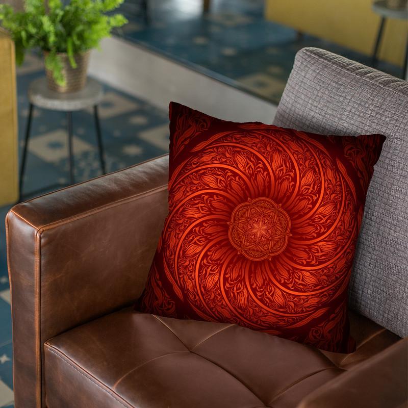 Fibonacci Red Mandala Throw Pillow By Yantart Designs