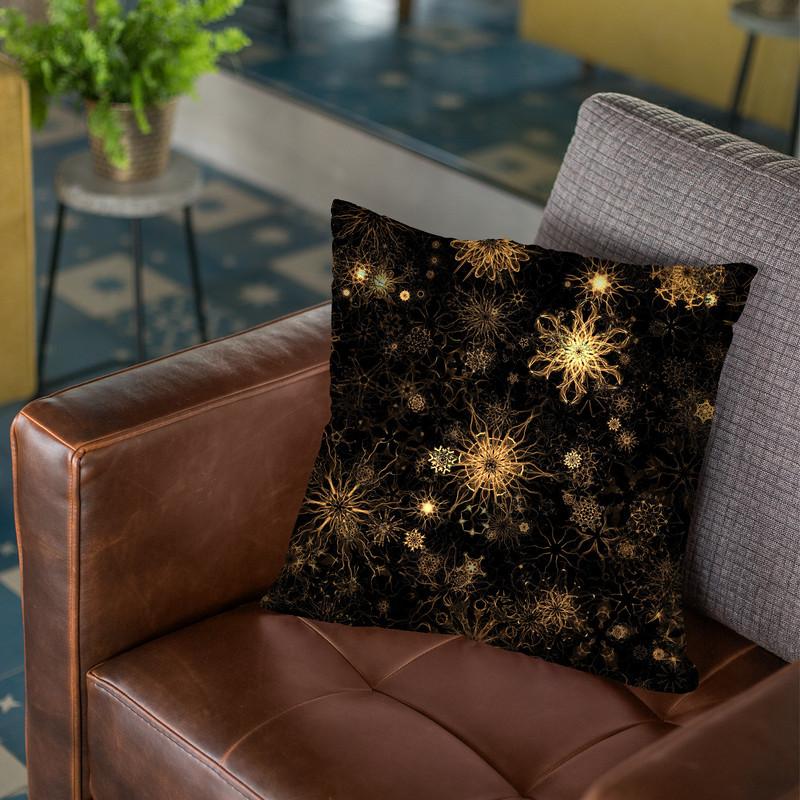 Golden Cosoms Throw Pillow By Yantart Designs