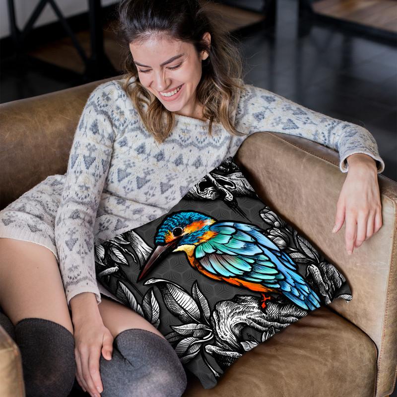 Kingfisher -Normal Throw Pillow By Yantart Designs