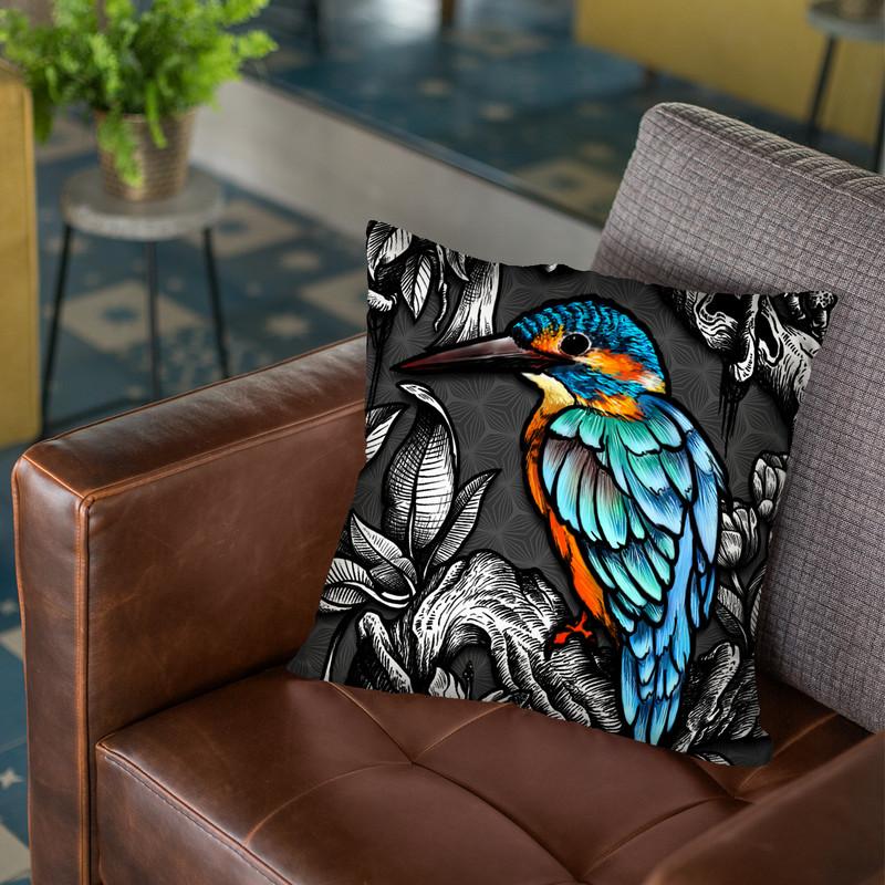 Kingfisher -Normal Throw Pillow By Yantart Designs