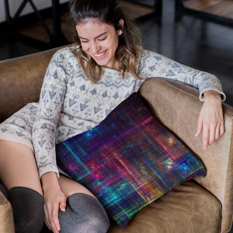 Psychedelic Matrix Rainbow Throw Pillow By Yantart Designs