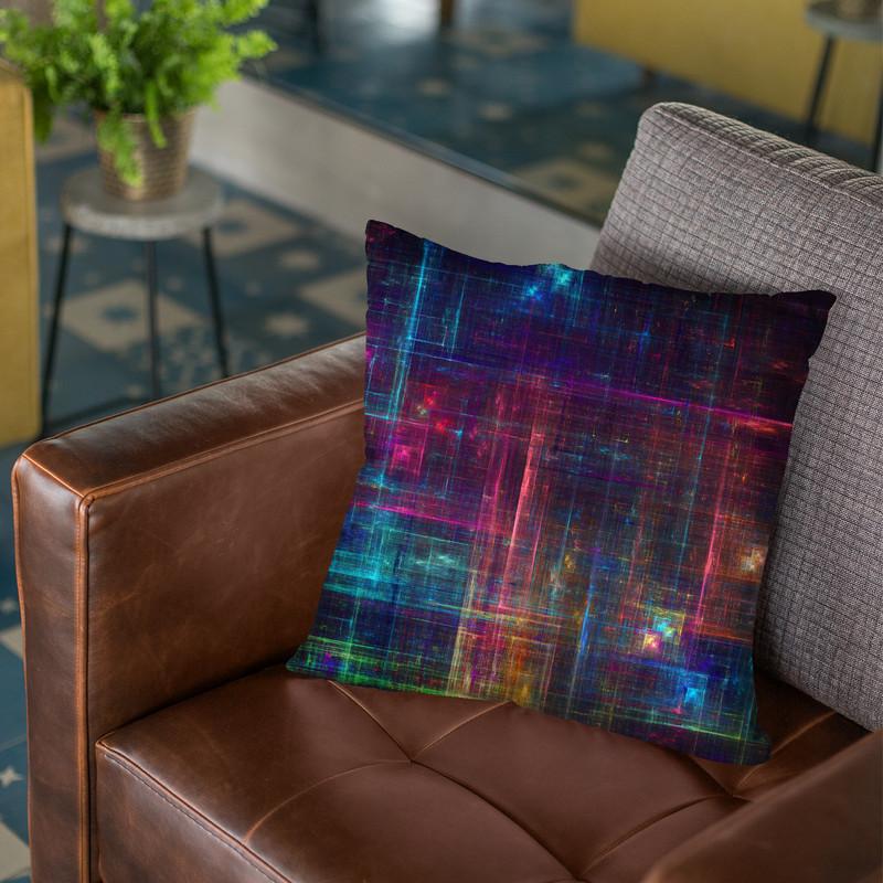 Psychedelic Matrix Rainbow Throw Pillow By Yantart Designs