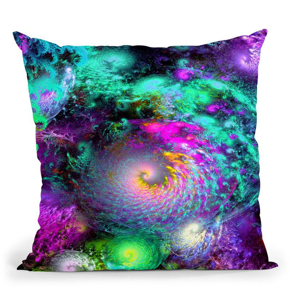 Purple Fractal Universe Throw Pillow By Yantart Designs
