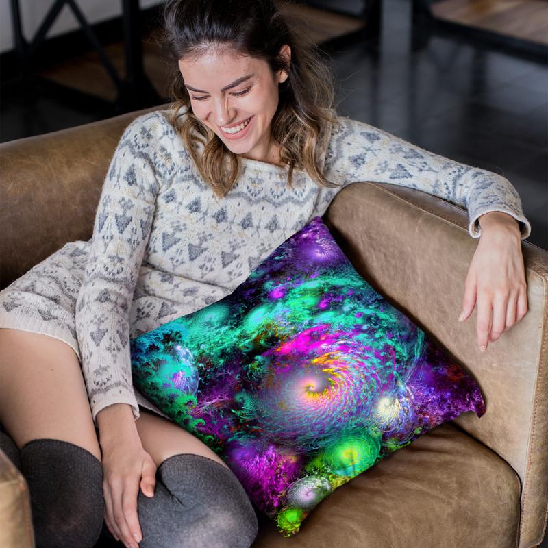 Purple Fractal Universe Throw Pillow By Yantart Designs