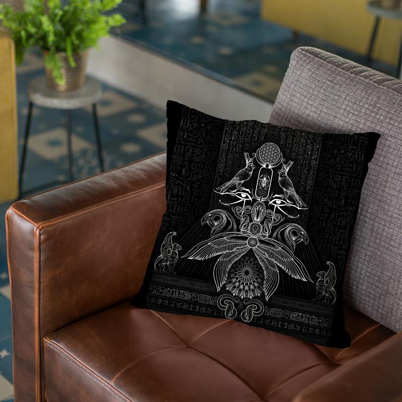 The Auspices Of Horus - Black Throw Pillow By Yantart Designs
