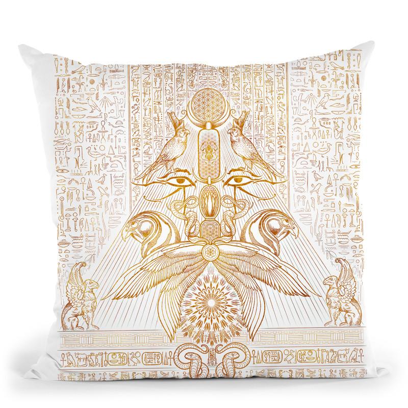 The Auspices Of Horus - Clear Golden Throw Pillow By Yantart Designs