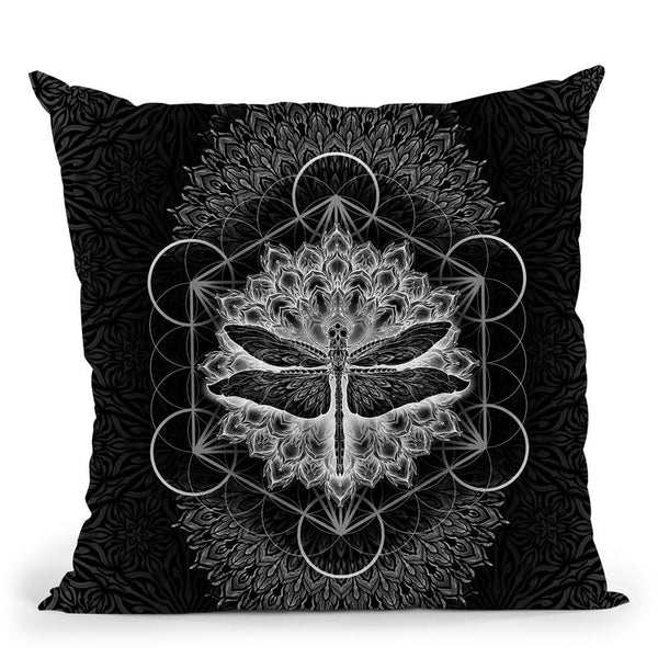 The Black Dragonfly Throw Pillow By Yantart Designs