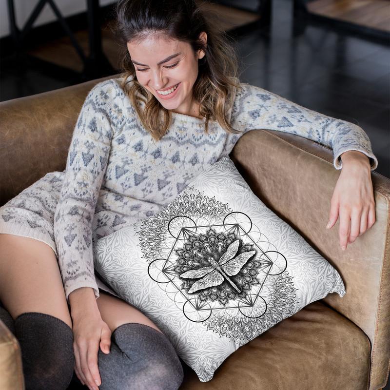 The White Dragonfly Throw Pillow By Yantart Designs