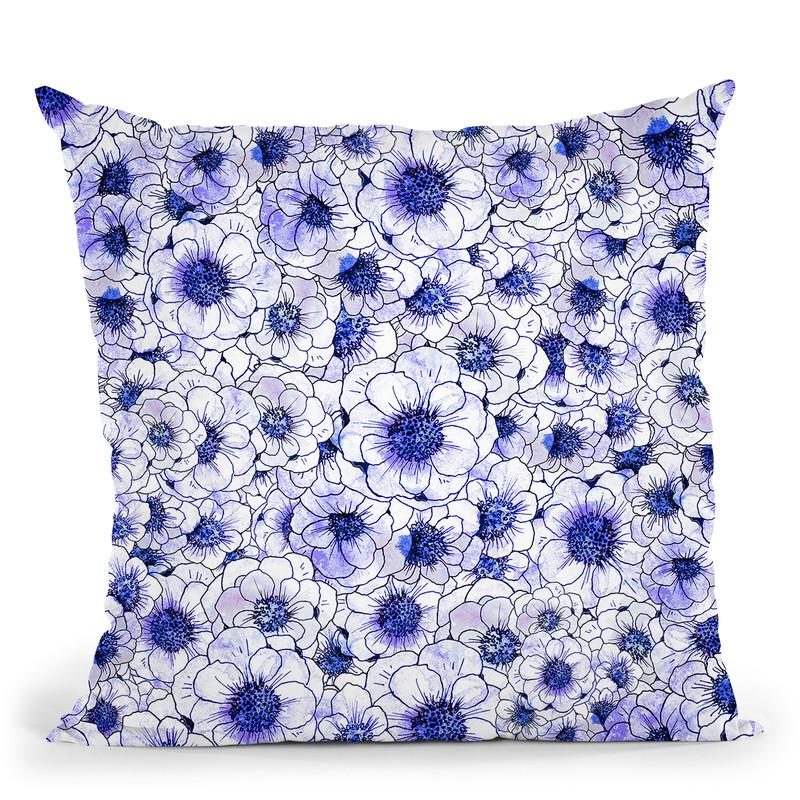 Anemone Blue Throw Pillow By Z Art Gallery
