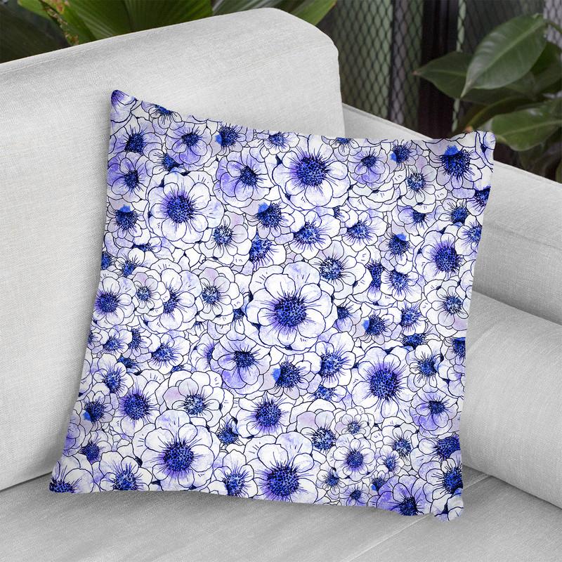 Anemone Blue Throw Pillow By Z Art Gallery