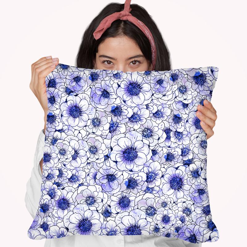 Anemone Blue Throw Pillow By Z Art Gallery