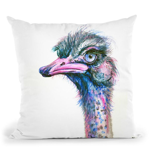 Blue-Eyed Ostrich Throw Pillow By Z Art Gallery