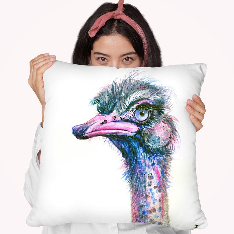 Blue-Eyed Ostrich Throw Pillow By Z Art Gallery