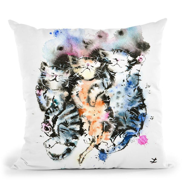 Three Sleeping Kittens Watercolor Throw Pillow By Z Art Gallery