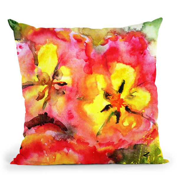 Tulip Splash Watercolor Throw Pillow By Z Art Gallery