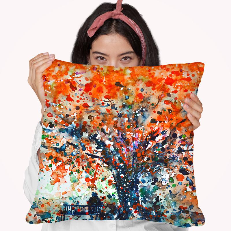 Under Theade Of Flamboyants Zaira Dzhauabaeva Throw Pillow By Z Art Gallery