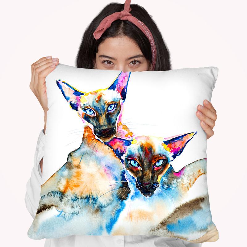 We Are Siamese Watercolor Throw Pillow By Z Art Gallery