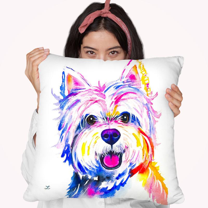 Westie Watercolor Throw Pillow By Z Art Gallery