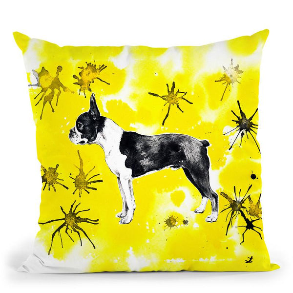 Boston Terrier On Yellow Art Throw Pillow By Z Art Gallery
