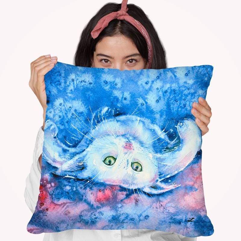 White Kitten Throw Pillow By Z Art Gallery