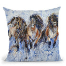 Yakutian Horses In The Snow Storm Throw Pillow By Z Art Gallery