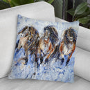 Yakutian Horses In The Snow Storm Throw Pillow By Z Art Gallery