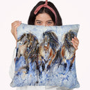 Yakutian Horses In The Snow Storm Throw Pillow By Z Art Gallery