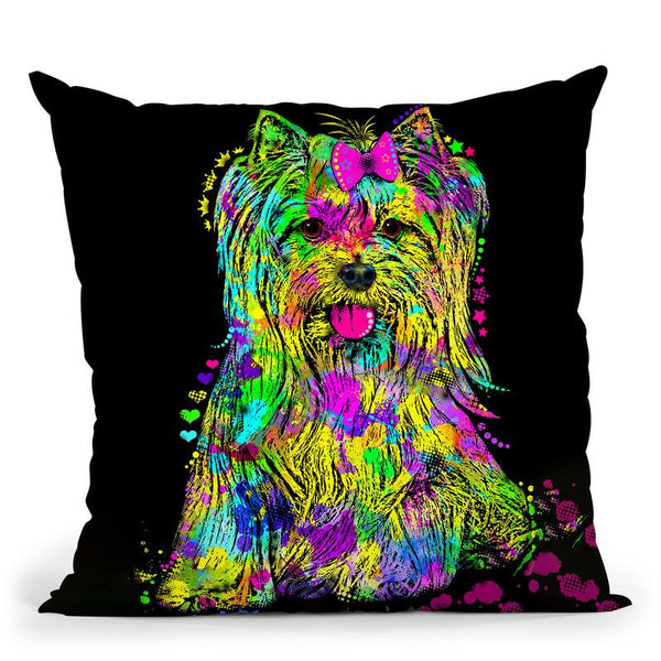 Yorkie Beauty Throw Pillow By Z Art Gallery