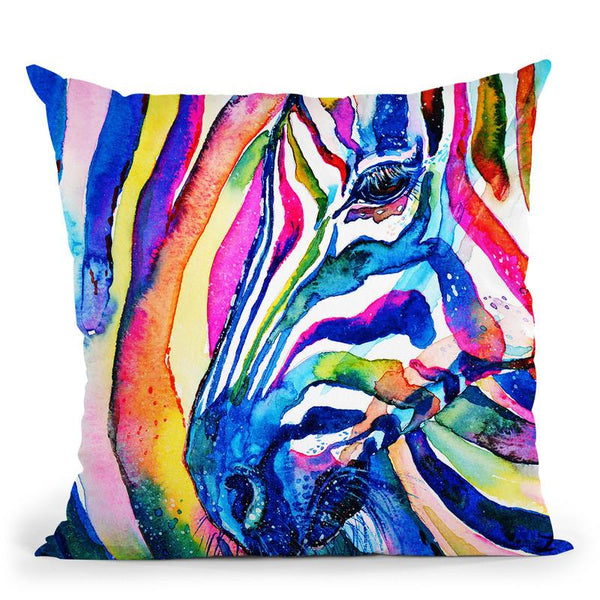 Zebra-Zebra Watercolor Throw Pillow By Z Art Gallery