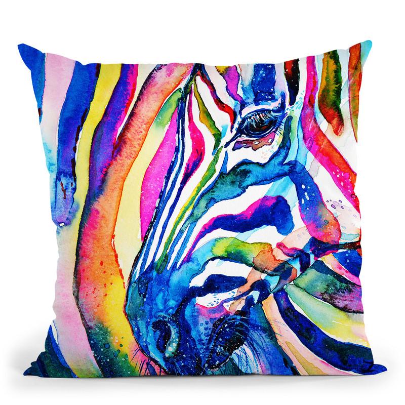 Zebra-Zebra Watercolor Throw Pillow By Z Art Gallery