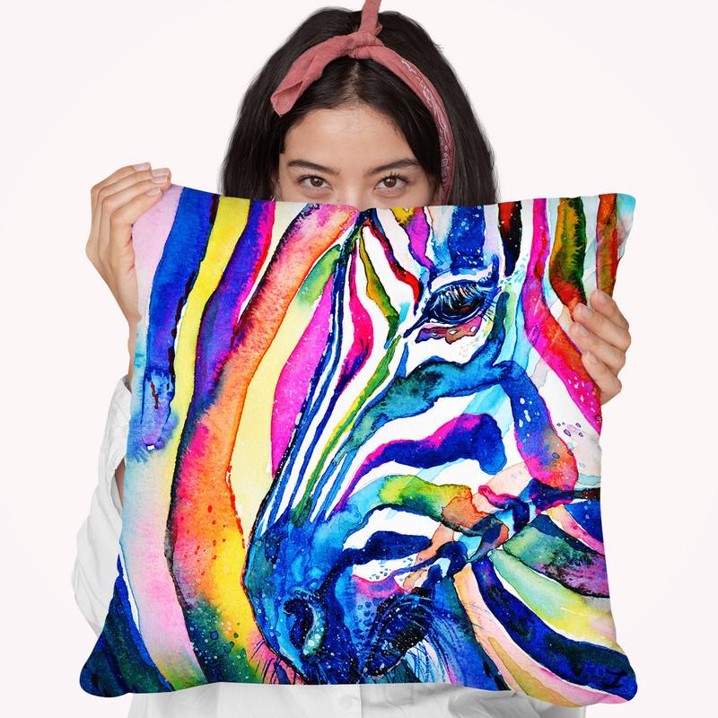 Zebra-Zebra Watercolor Throw Pillow By Z Art Gallery