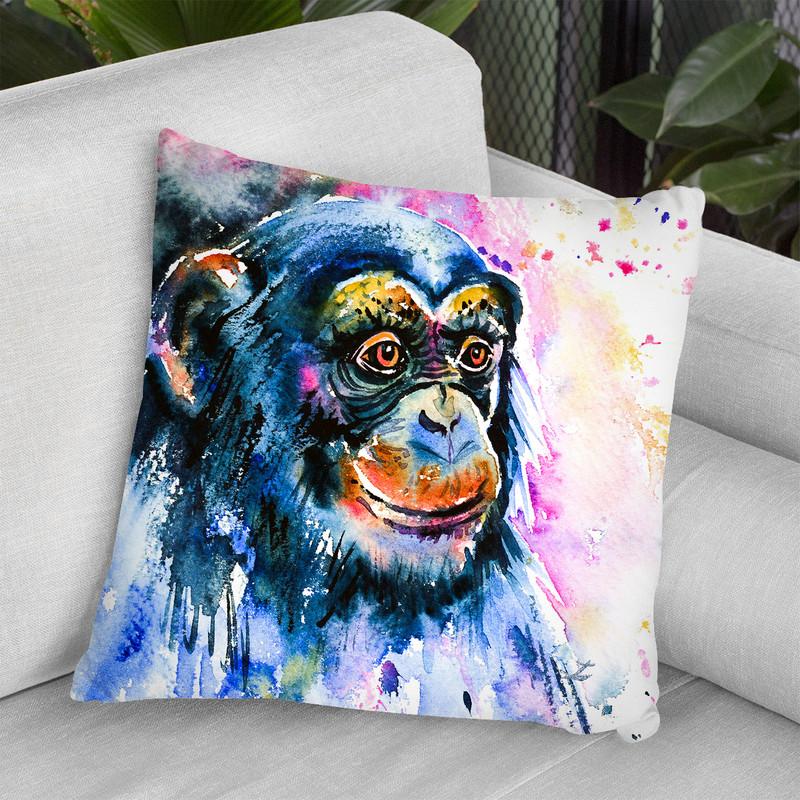 Chimp Watercolor Throw Pillow By Z Art Gallery
