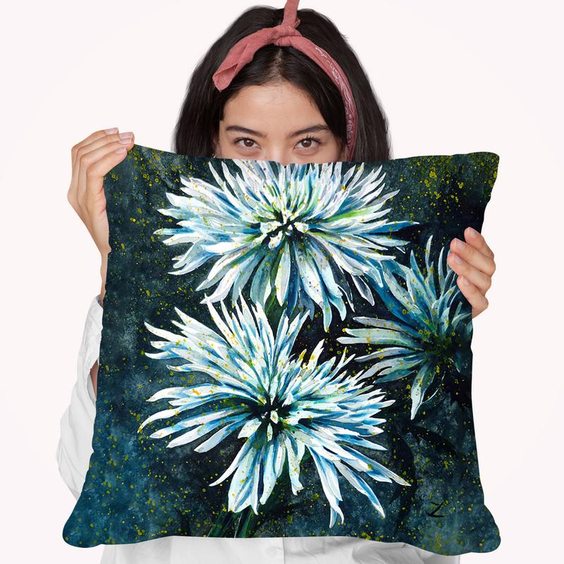 Chrysanthemums Watercolor Throw Pillow By Z Art Gallery