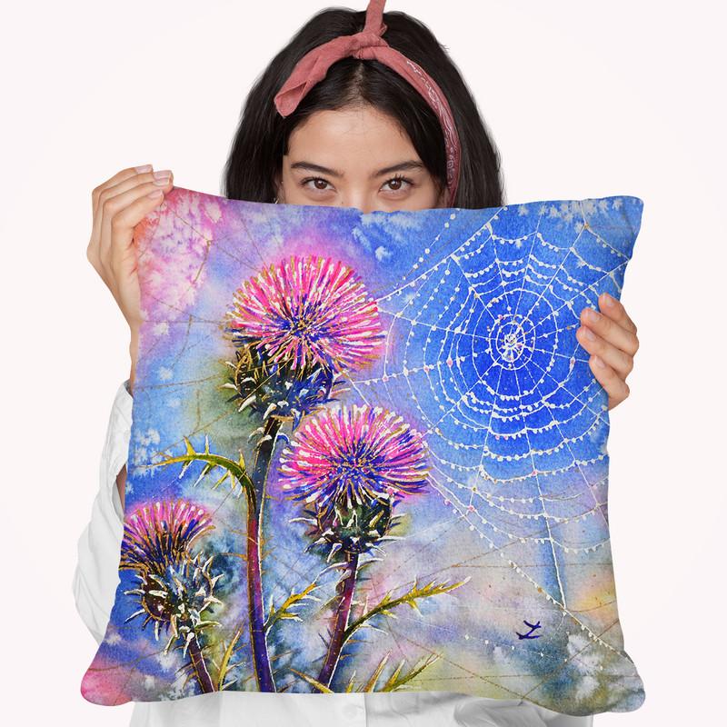 Cobweb On Artichoke Thistle Throw Pillow By Z Art Gallery