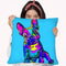 Colorful French Bulldog On Blue Throw Pillow By Z Art Gallery
