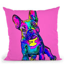 Colorful French Bulldog On Pink Throw Pillow By Z Art Gallery