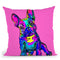 Colorful French Bulldog On Pink Throw Pillow By Z Art Gallery