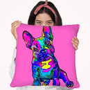 Colorful French Bulldog On Pink Throw Pillow By Z Art Gallery