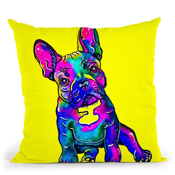Colorful French Bulldog On Yellow Throw Pillow By Z Art Gallery