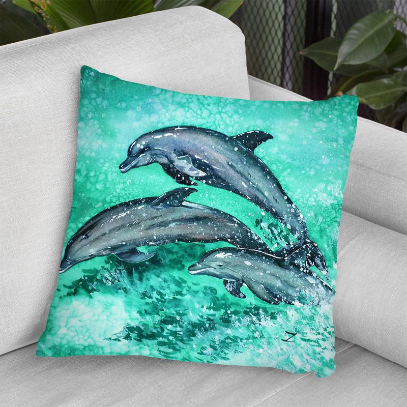 Dolphins Watercolor Throw Pillow By Z Art Gallery