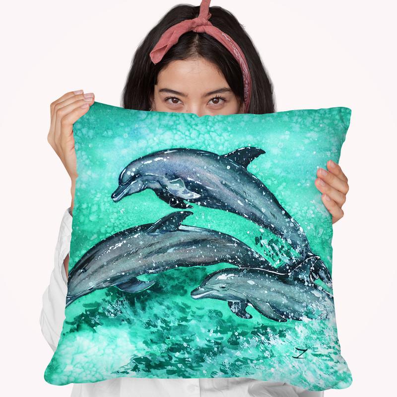Dolphins Watercolor Throw Pillow By Z Art Gallery