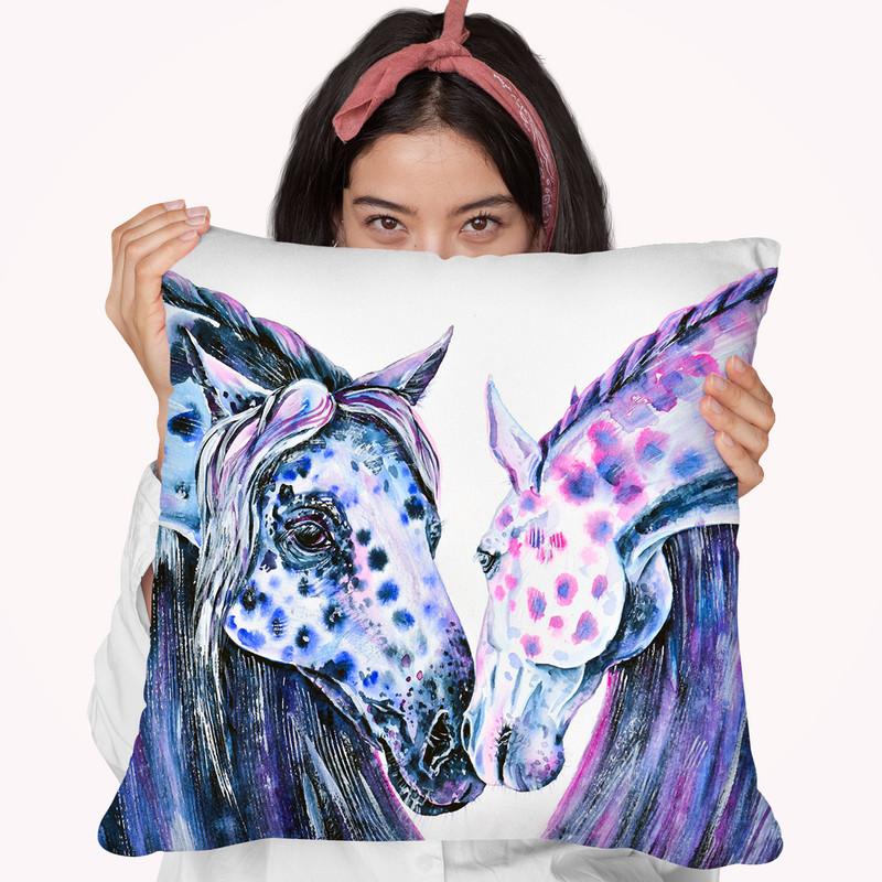 Appaloosa Horses Watercolor Throw Pillow By Z Art Gallery