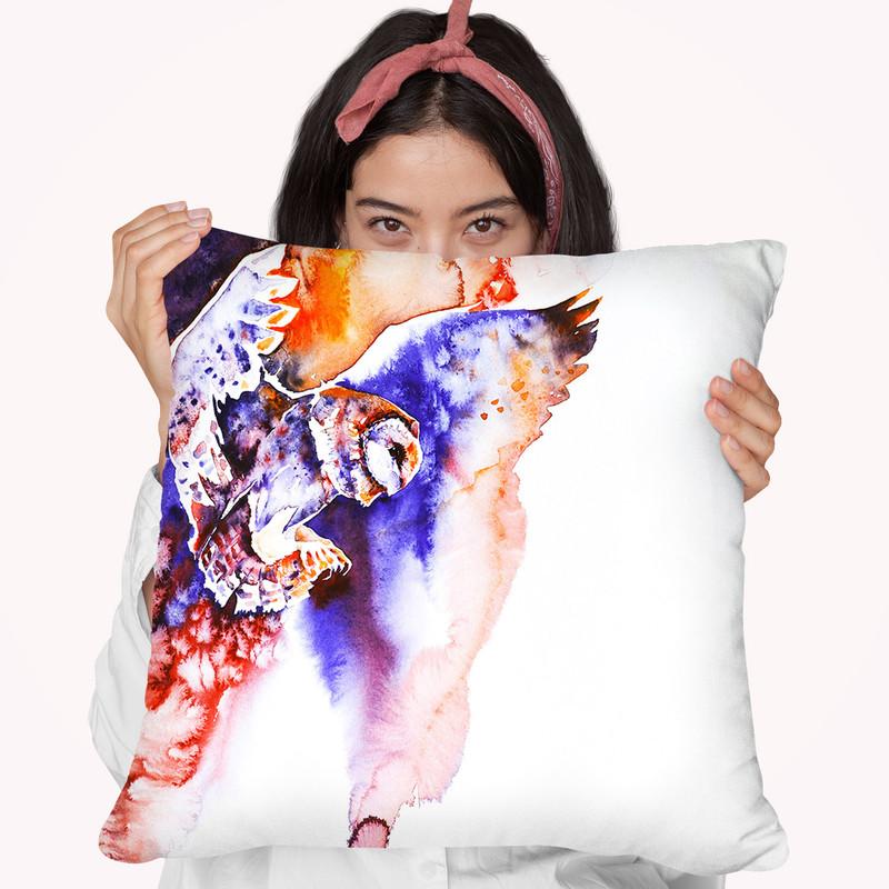 Flight Of The Barn Owl Watercolor Throw Pillow By Z Art Gallery