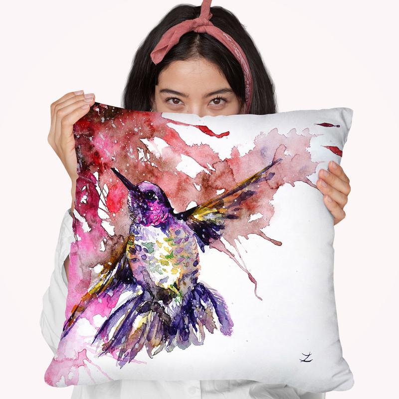 Hummingbird Watercolor Throw Pillow By Z Art Gallery