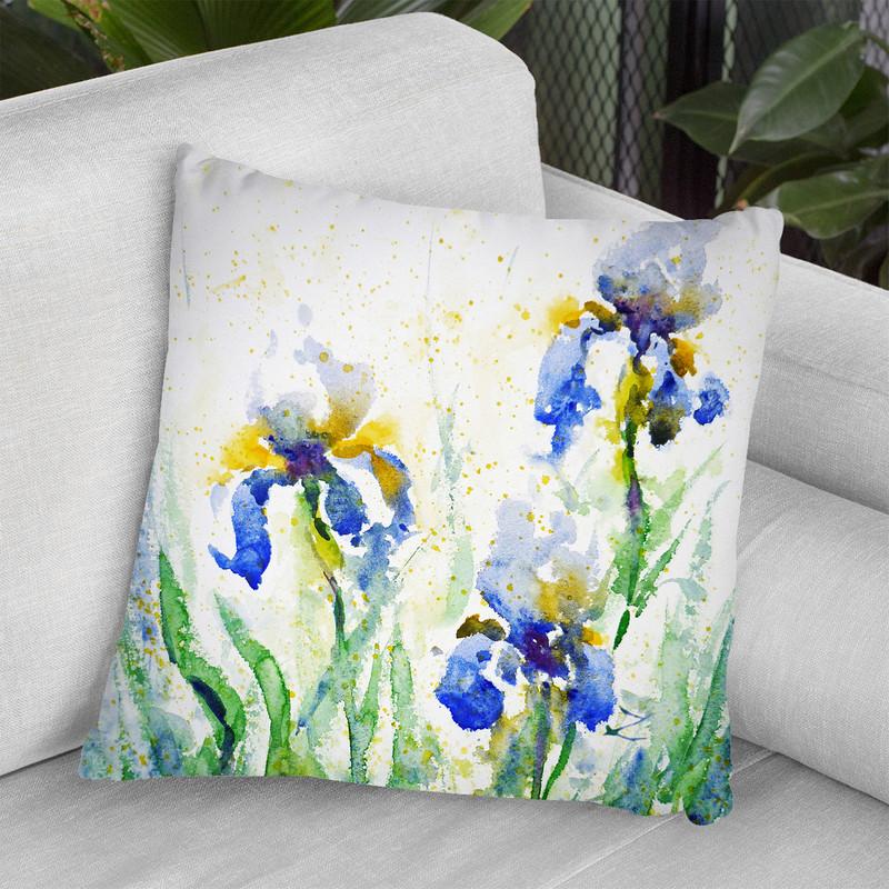 Irises Watercolor Throw Pillow By Z Art Gallery