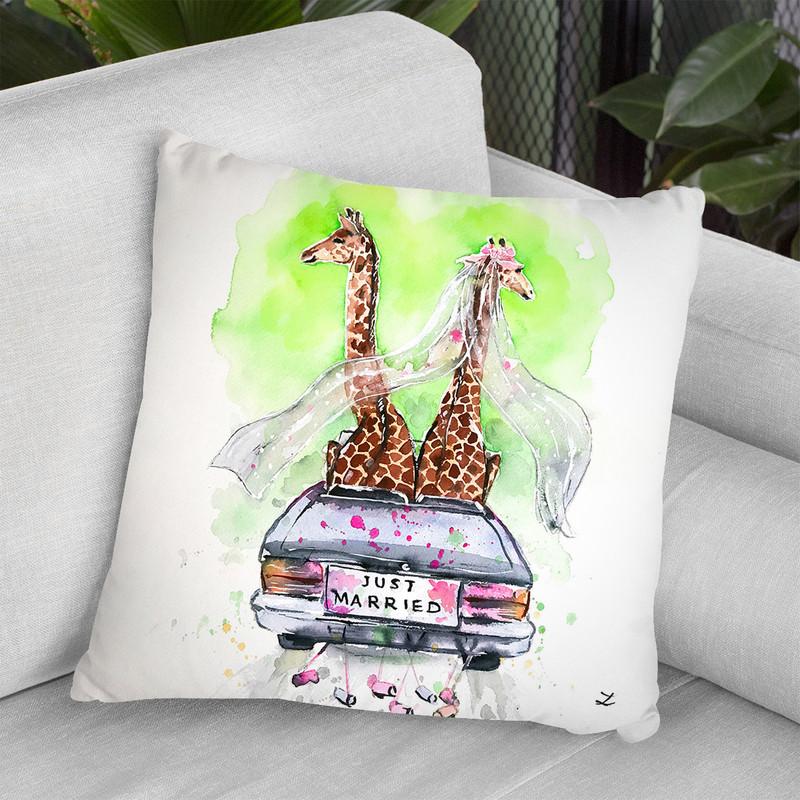 Just Married Watercolor Throw Pillow By Z Art Gallery
