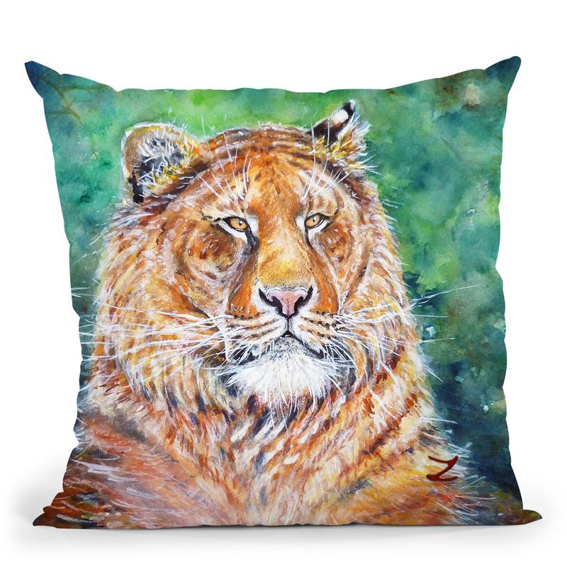 Liger Watercolor Throw Pillow By Z Art Gallery