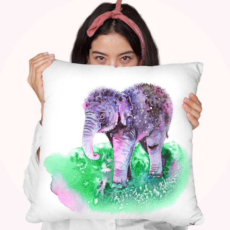 Little Elephant Ba Throw Pillow By Z Art Gallery